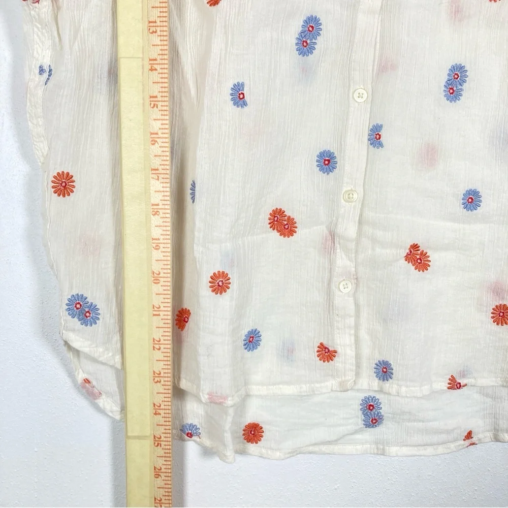 Madewell Shirt Daysi Women’s White XS Button Front Embroidered Floral Cotton - Picture 10 of 14